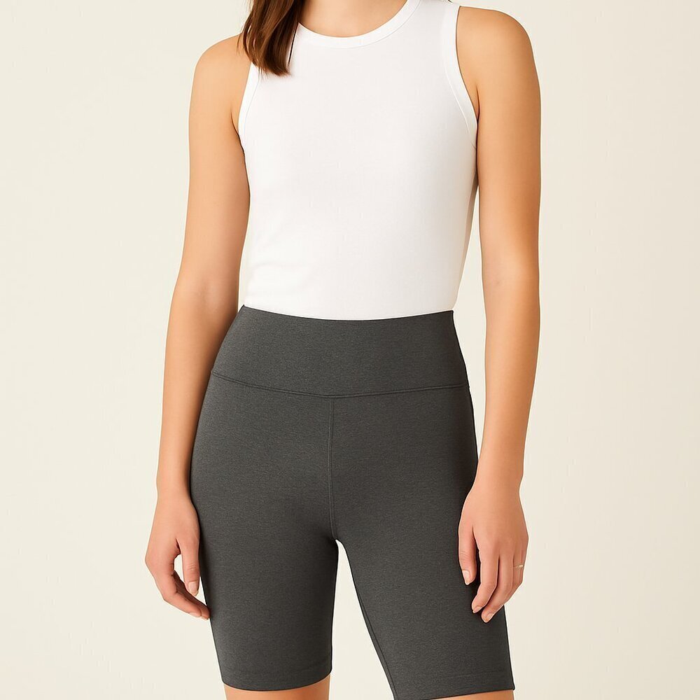 Everlane The Perform Bike Shorts XS Heathered Gray High Rise